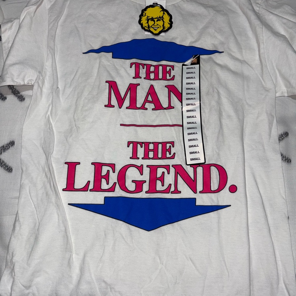 White Graphic Tee with Pink and Blue Accents